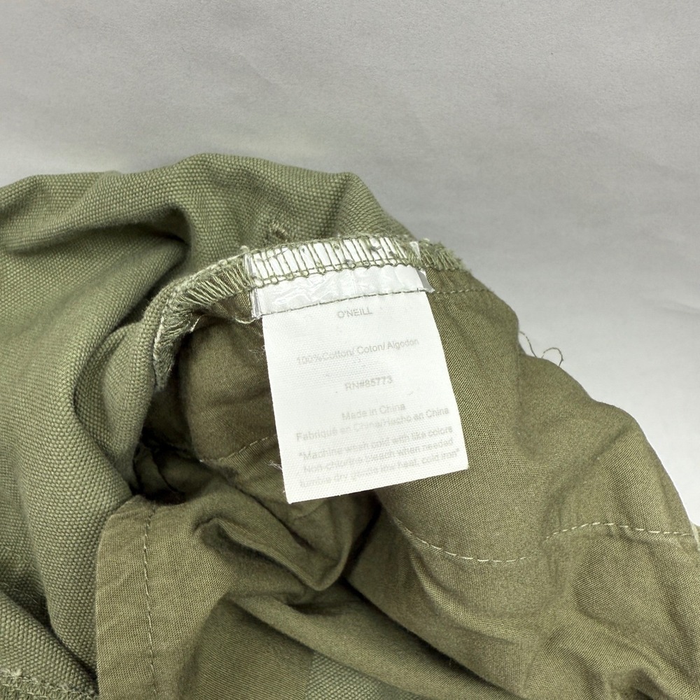 ONeill Salt Water Solid Pants Army Green XS Elastic Waist Raw Hem Straight Leg - Picture 9 of 11